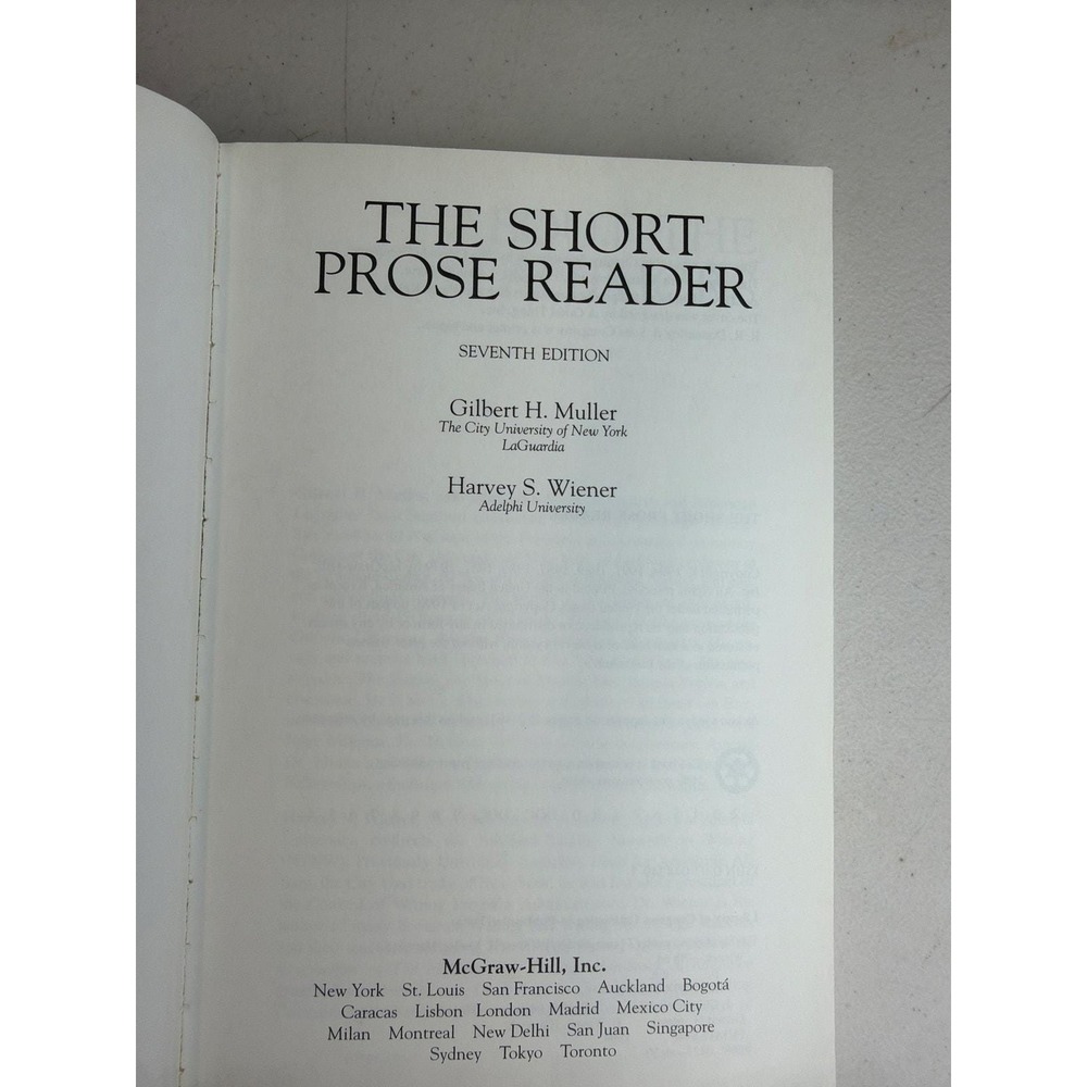 The Short Prose Reader Seventh Edition Muller Wiener McGraw-Hill Textbook 1994 - Picture 3 of 6